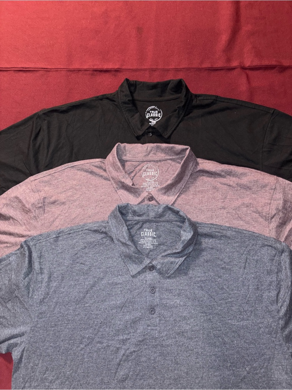 True Classic Polo Shirt - Black, Heather purple Heather Blue size XXL
